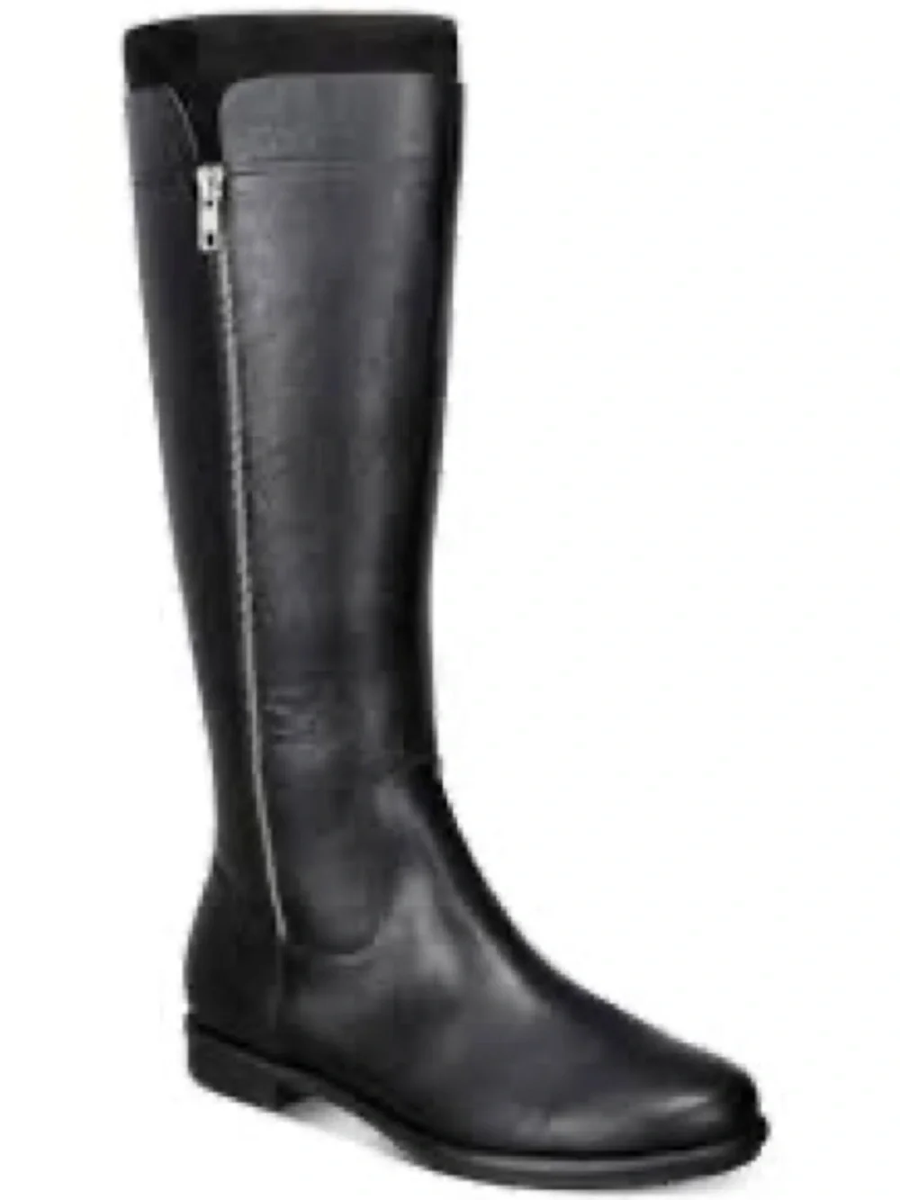 Black  knee high wide calf dual Zip Riding Boots